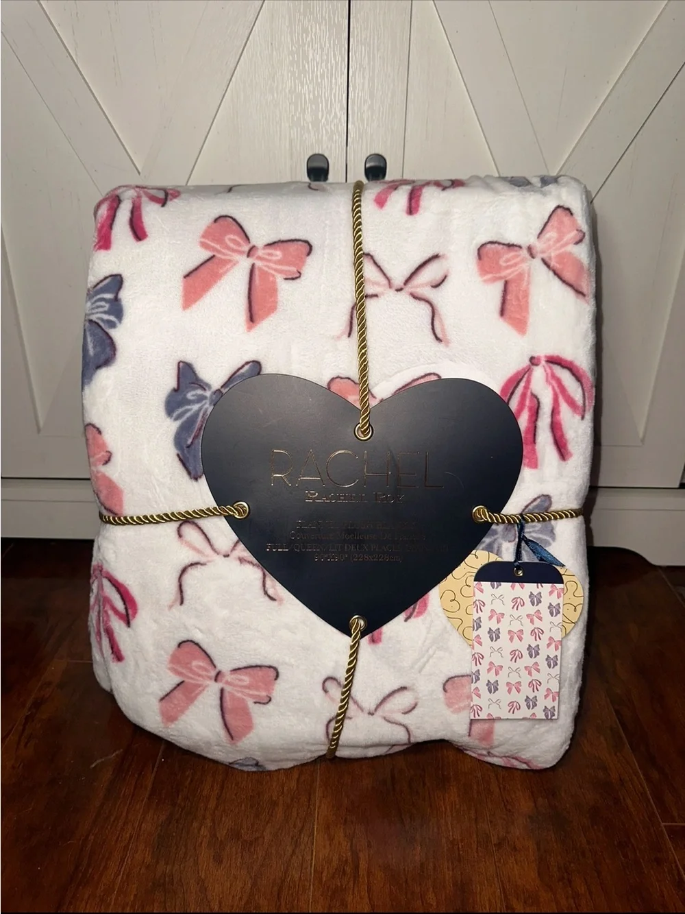 Rachel Roy Pink & Purple Croquette Bow Plush Queen Throw Blanket